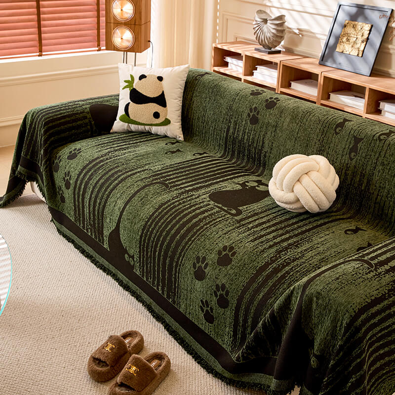 Capa de Sofá em chenille com estampa de pata e resistente a arranhões